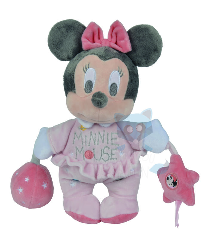  - minnie souris - peluche déveil rose planète 25 cm 